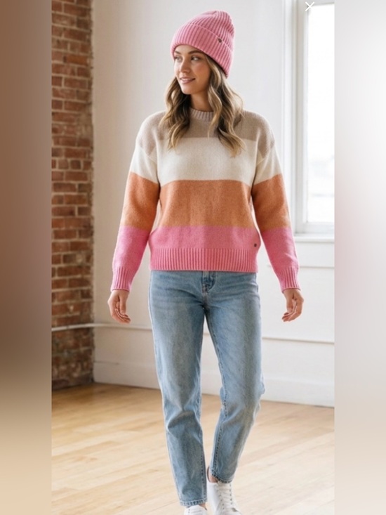 Roxy Sweaters - Roxy Too Far Sweater- featuring horizontal color block stripes. Beautiful
